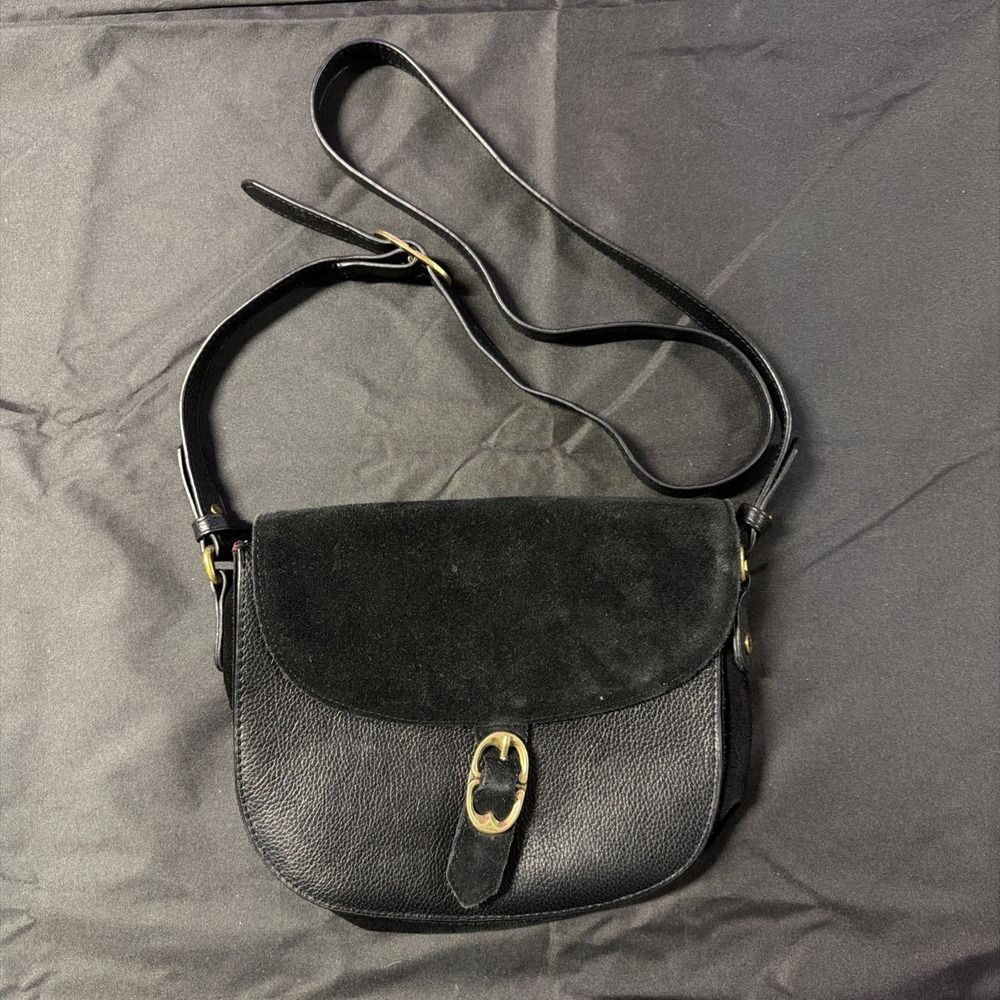 Emma Fox black suede purse crossbody handbag Shoulder Bag Leather